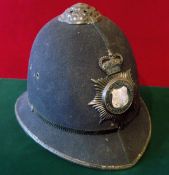 Police Helmet: Durham County Constabulary Police helmet having QEII night helmet plate complete with
