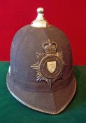 Police Helmet: Leicestershire and Rutland Constabulary Police helmet having QEII night helmet