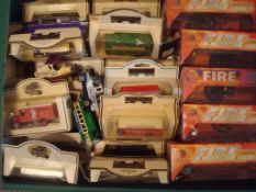 Small Collection of Lledo / Days Gone Cars: Mostly commercials all boxed together with 5 Fire Rescue