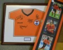 Holland signed football photo display & signed shirt: 3 Photograph display of 3 players all signed