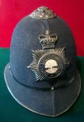 Police Helmet: Worcestershire Constabulary Police helmet having QEII night helmet plate complete