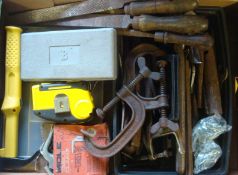 Mixed Box of Tools: To consist of Files, G-Clamps, Hammer, Tape Measure, Bits, and others (please