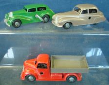 Chad Valley Wee-Kin clockwork Toys: Three (1) Delivery Truck (2) Sunbeam Talbot (3)saloon Car.