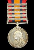 5 Bar QSA Queen South Africa Medal: To 5123 Corpl F Cooper 2nd Dragoon Guards having Cape Colony,