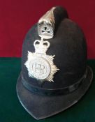 Police Helmet: Bedfordshire & Luton Constabulary Police helmet having QEII chrome helmet plate