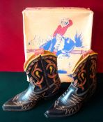 1950s Childrens Texas Cowboy Boots: Pair of high quality boots having colourful design with Cuban
