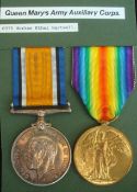 WW1 BWM & Victory Medal Pair: To 6975 Wkr E Hartwell QMAAC (Ethel Hartwell)