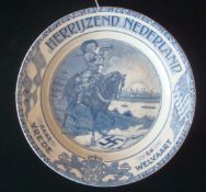Rare Arise the Netherlands Maastright Blue/White Dutch Commemorative WWII Plate: Attractive Blue &
