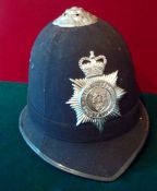 Police Helmet: West Mercia Constabulary Police helmet having QEII chrome helmet plate complete