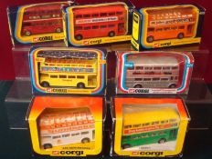 Selection of Corgi Toys Buses: To include No 468 London Bus Outspan, No 469 London Bus BTA, Old