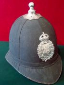 Police Helmet: Early Hertfordshire? Police helmet having GR VI night helmet plate complete with