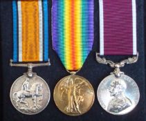 WW1 BWM & Victory Pair & Long Service Medal: 1803 Pte J Perkins 7-Hrs 7th Hussars
