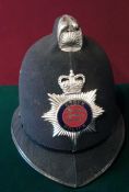 Police Helmet: Essex Constabulary Police helmet having QEII chrome helmet plate with enamel centre