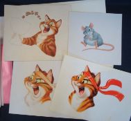 Original Advertising Artwork and Story board Sketches: Featuring Kite Kat Cat Food consisting of