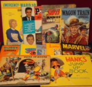 Selection of Annuals and Books: To include scarce Hank the Cowboy Pop-Up Book, Puss in Boots Pop-