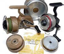 REELS (2): Helical casting reel Redditch threadline spinning reel half bail arm spool tensioner