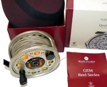REEL: Hardy GEM Series 10/11 alloy hi tech salmon fly reel large arbour in as new condition rear