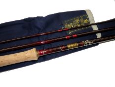 ROD: Hardy Graphite Salmon Fly Deluxe 15?4? 3 piece salmon fly rod line rate 10 burgundy blank cork