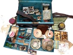 ACCESSORIES: Black japanned tackle box formerly the property Lt General K McLeod made by Allybhoy
