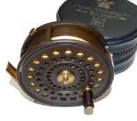 REEL: Hardy the St Aidan brown and gold finish alloy fly reel 2 screw latch smooth brass foot rim