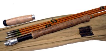 ROD: Hardy the Crown Houghton Palakona 9?6? 3 pce plus spare tip fly rod No H28067 green close