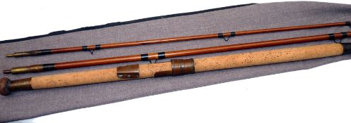 ROD: Hardy Alnwick Greenheart 14?6? 3 piece salmon fly rod fine condition black whipped snake