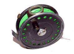 REEL: Hardy St George 3-3/4? alloy trout fly reel black handle 2 screw drum latch good smoke agate