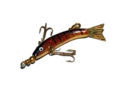 LURE: Fine Geens Tit-Bit hollow body metal lure 2? curved body central bar two early gilt clip on