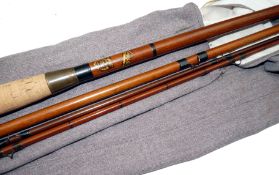 ROD: C Farlow of London 14?6? 3 piece plus correct spare tip greenheart salmon fly rod black