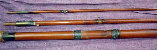 ROD: Rare early C. Nutting Maker Birmingham 18? 3 pce greenheart salmon fly rod bit of a monster