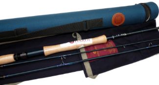 ROD: Hardy Elite 9?6? 3 piece carbon trout fly rod in as new condition line rate 7 blue blank cork