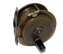 REEL: Army & Navy all brass Hercules Patent brake reel 2.75? diameter raised face plate with black