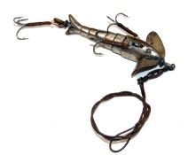 LURE: Gregory Cleopatra nickel hollow body lure stamped Patent to gill cover 2.25? long body twin