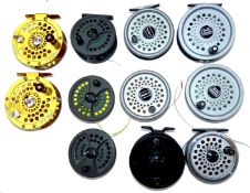 FLY REELS & SPOOLS (QTY): A Rimfly Magnum 4? alloy fly reel silver black with backplate tension
