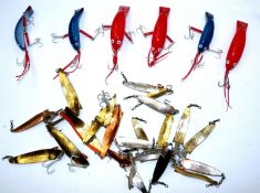 ABU LURES (QTY): Collection of Abu Sweden fishing lures ins 6 Abu Prawn baits in red and blue 5