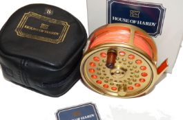 REEL: Hardy The Sovereign 8/9 gold anodised finish alloy trout fly reel Ltd edition No 997 disc