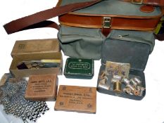 ACCESSORIES: Peregrine canvass and leather tackle bag with brass fittings measures v13? x8? x6?m