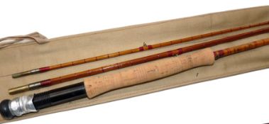 ROD: Falcon of Redditch The Gem 9? 3 piece split cane trout fly rod in as new condition burgundy