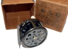 REEL: Replica all brass Perfect style trout fly reel by Chris Henshaw 2.5? diameter white handle