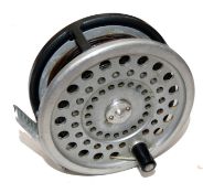 REEL: Hardy Marquis Salmon No.2 alloy fly reel black handle correct ribbed alloy foot backplate