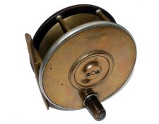 REEL: Scarce Carter & Peek London brass and ebonite Birmingham pattern salmon fly reel 5? diameter