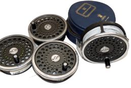 REEL & SPOOLS: (4) Hardy Marquis Salmon No. 1 alloy fly reel U shaped line guide smooth alloy foot