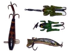 LURES (4): Pair of early Redditch pattern rubber frog baits approx. 1.25? body length hand painted