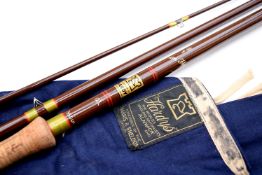 ROD: Hardy The Salmon Fly rod 12?6? 3 piece brown fibalite line rate 9 low bridge guides whipped