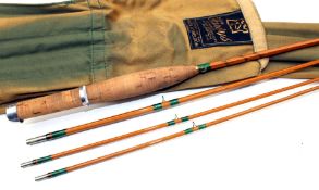 ROD: Hardy The Marvel 7?6? 3 piece plus correct spare tip Palakona cane trout fly rod post numbered