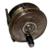 REEL: Scarce Carter & Peek London all brass Hercules pattern salmon fly reel 4.5? diameter polished