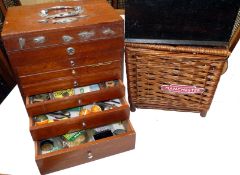 ACCESSORIES: Quality built mahogany multi drawer collectors cabinet 16x13x9? hinged lid with carry