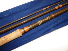 ROD: Horizon Tackle Co. Redditch 12? 3 piece hollow glass salmon fly rod line rate 9 orange whipped