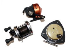 REELS (3): Abu Garcia Ambassadeur 5501C left hand wind level wind removed foot stamp 92-092-92 used