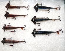 LURES: (7) Collection of 7 early sole skin phantom minnows sizes 2.5?-3? long 4 x brown trout 3 x